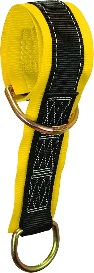 FallTech 737208 Multi-Purpose Pass Through Anchor - Web Pass-Through Anchor Sling with 2 D-Rings and 3" Wear Pad, 8', Yellow/Black