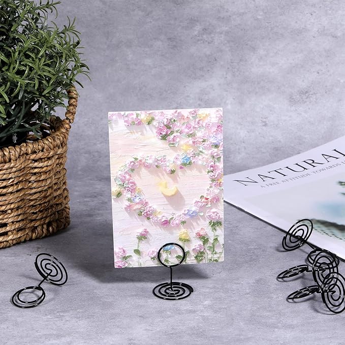Ptwola 24 Pcs Table Number Holder Tall Table Sign Stands Place Card Holders Simple Picture Photo Name Menu Clips for Weddings Birthday Christmas Halloween Party Office Memo Notes Reception Restaurants