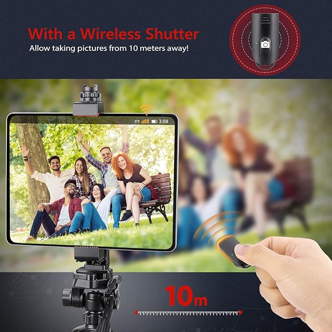 Zeadio Smartphone Tablet Tripod Mount Adapter, Tablet Cellphone Tripod Clamp Holder with Ball Head Mount, Fits for iPhone and Android Cellphone, Fits for iPad, Microsoft Surface, Nexus and Any Tablet
