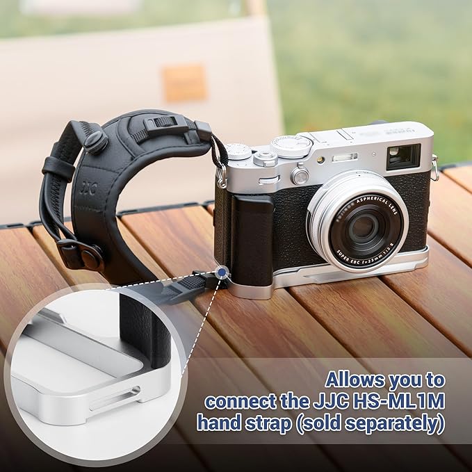 X100VI Metal Hand Grip, Secure Handle L Bracket for Fuji Fujifilm X100VI Camera,Anti-Slip Pads Design, Arca Swiss Quick Release Plate, Extra 1/4"-20 Tripod Hole & Hand Strap Hole, Silver Color