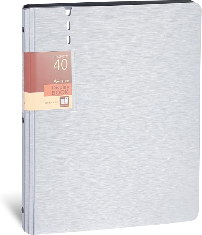 WORPSON Presentation Binder 40-Pocket, Displays 80 Pages, 9x12 inch with Plastic Sleeves, Portfolio Organizer for Documents, Certificates, Artwork, Photos, Clear Sheet Protectors (Silver, 1 Pack)