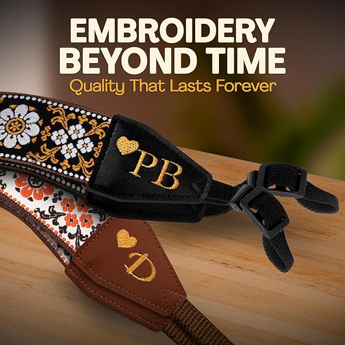 Art Tribute Camera Strap for All DSLR and Mirrorless Cameras. Add Your Name Or Initials Make It a Personalized Gift