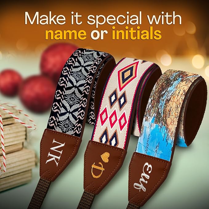 Art Tribute Camera Strap for All DSLR and Mirrorless Cameras. Add Your Name Or Initials Make It a Personalized Gift