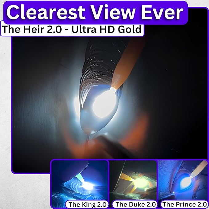 The Heir Single 2.0 | Shade 11 Blue Auto Darkening Welding Lens | 20A TIG Rating - No Flashing | 2" X 4.25" X 0.2" | Blue Welding Lens - TrueColor Puddle Royal Series 2.0