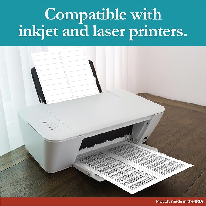 Premium Label Supply White Sticker Address Labels – 4" x 1" – Laser/Inkjet Compatible – (20 per Sheet), 1000 Sheets – 20,000 Total Adhesive Labels