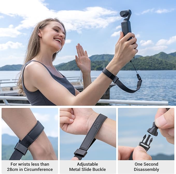 Adjustable Nylon Camera Hand Wrist Strap Lanyard with 1/4"20 & Quick Release Design for DJI Osmo Pocket 3 Pocket3 Creator Combo Accessories Xtra Muse Osmo 360 Insta 360 X5 X4 X3 Mobile 7P 6 Stabilizer