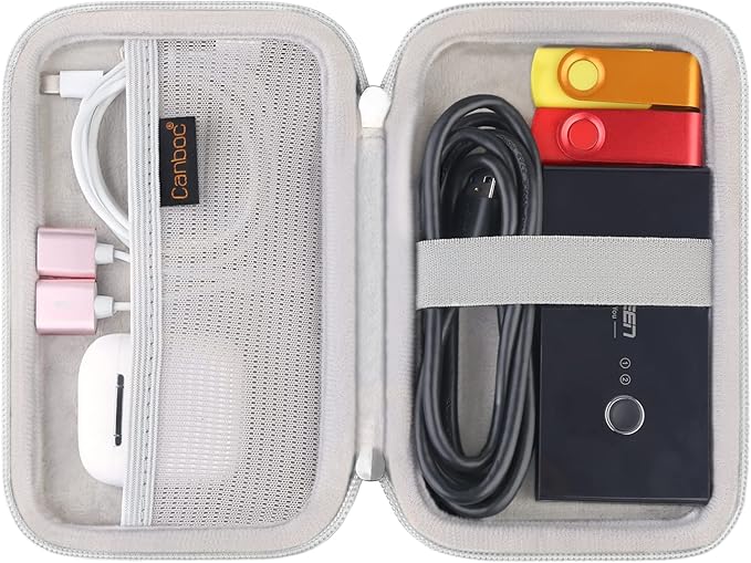 Canboc Carrying Case for MacBook Air Pro Charger MagSafe/MagSafe 2 Power Adapter, iPhone 16/16 Pro MagSafe Charger, USB C Hub, Type C Hub, USB Multiport Adapter, Hard EVA Bag, White
