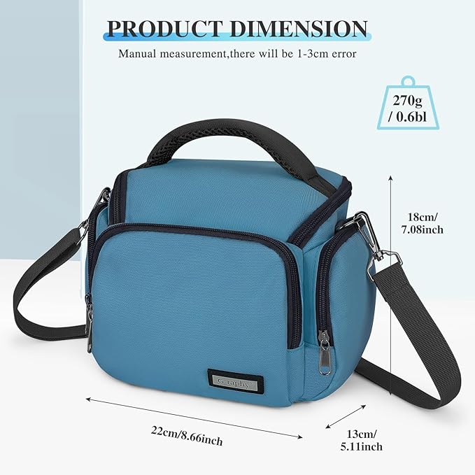 G-raphy Camera Bag Case Compact Lightweight Shoulder Crossbody Sling Photography Bags for Nikon Canon Sony DSLR SLR Mirrorless with Removal Straps(Teal)