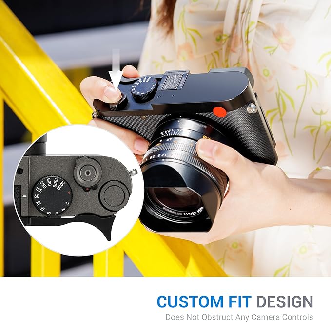 JJC Deluxe Metal Thumb Up Grip for Leica Q3 43/Q3/Q2 Cameras, Hot Shoe Thumb Rest Support Grip for Stable and Safe Hand Hold, with Anti-Scratch Silicone Pad, Not Affect The Use of Camera Buttons