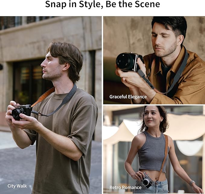 PGYTECH Retro Style Camera Shoulder Strap Air, Vintage Camera Strap Quick Release, 47.24''~55.12'' Adjustable Camera Neck Strap for Nikon/Canon/Sony/Fuji Cameras(Meteorite Grey)