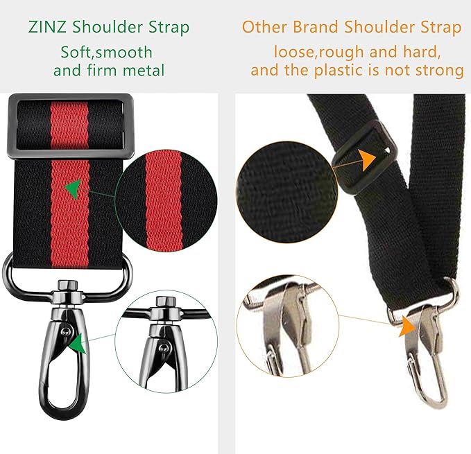 ZINZ Shoulder Strap 58" Ultra-Thick Fixed Padded and Adjustable Buckles Crossbody Strap for Briefcase Laptop Bag Luggage