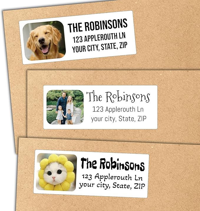 Personalized Return Address Labels with Photo or Logo | Upload Your Picture | 120-1000 Stickers on Sheets | Custom Self Adhesive Mailing Sticker | Full Color on White Print Your Own