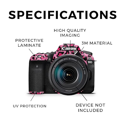 Camera Skin Compatible with Canon EOS 90D Camera (2019) - Pink Leopard - Premium 3M Vinyl Protective Wrap Decal Cover - Easy to Apply | Crafted in The USA by MightySkins