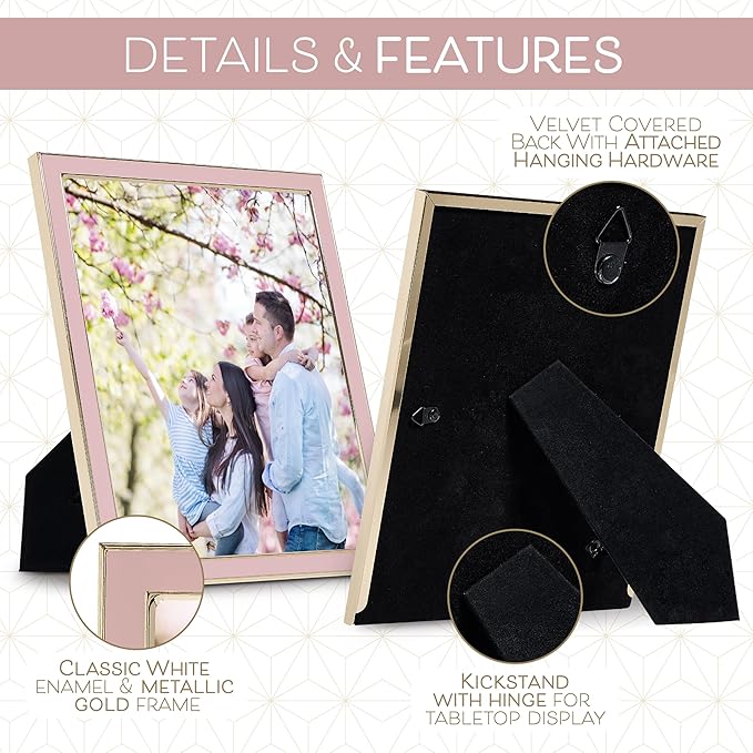 Sheffield Home Tabletop Picture Frame – Iron Enamel Decorative Display Frame for Home or Office, 4x6 Inch, Pink