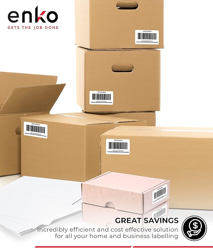 enKo 5-1/2 x 8-1/2 Inch Label - White Blank - 2 Per Sheet Half Shipping Labels for Laser Inkjet Printer (100 Sheets, 200 Labels)
