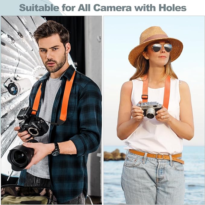 Adjustable Shoulder Strap, Comfortable Camera Strap, Neck Lanyard for iPad Tablet Case, Camera, Binocular, Luggage Bag (Orange Shoulder Strap)