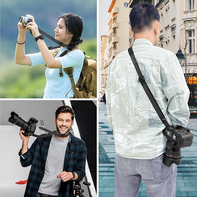 FIEIL Adjustable Camera Strap, Universal Camera Strap with Quick Release and Connection, Comes with Comfortable Silicone Shoulder Pads and Base, Smooth and Sturdy, Strap Width 1''(2.5cm)