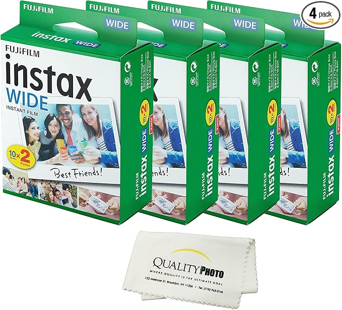 Fujifilm Instax Wide Instant Film Photo Microfiber Cloth – Compatible with Instax Wide 400, 300, 210, and 200 Cameras (80 Prints)