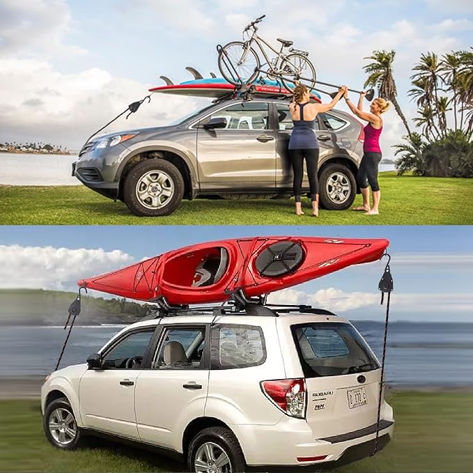 Ayaport Kayak Rope Tie Down Ratchet Straps Bow and Stern Ratcheting Tie Downs Rope Hanger Kayak and Canoe Accessories