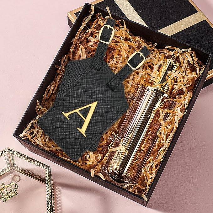 2 Pcs Initial Monogrammed PU Leather Luggage Tags - Embroidered, Perfect for Suitcases & Bags