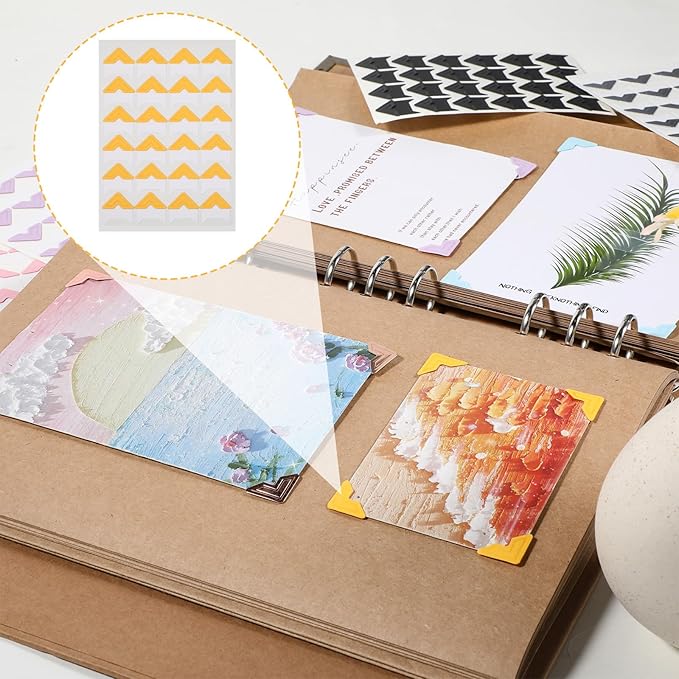 360 Pcs Photo Corner Stickers, Colorful Self Adhesive Frame Stickers Photo Sticker Picture Mounting Corner Scrapbook Supplies Stamping Supplies for Wall DIY Album, Memory Books, Diary