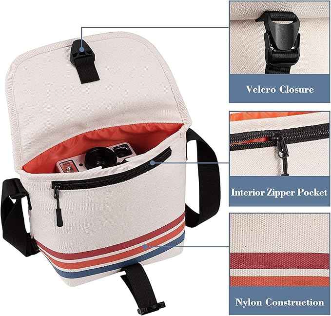 FINTIE Crossbody Camera Bag Compatible with Polaroid Now+ Generation 3rd/2nd/1st I-Type, Polaroid Flip, OneStep 2 VF, I-2 Instant Film Camera Travel Sling Case with Adjustable Strap