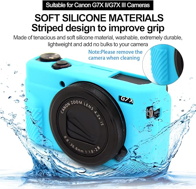 Easy Hood G7X Mark II Case G7X Camera Silicone Case, Soft Silicone Protective Cover for Canon Powershot G7X Mark II DSLR Camera (Blue)