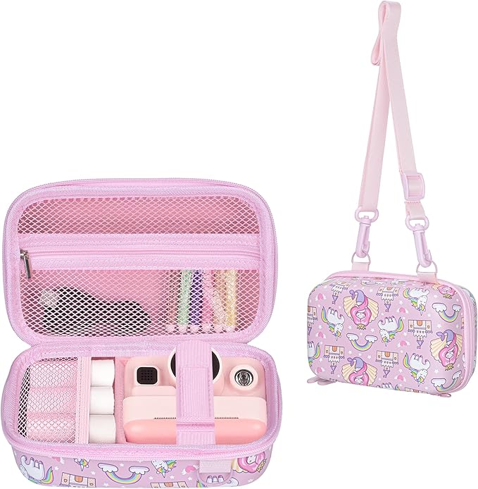 Leayjeen Kids Camera Case Compatible with Dylanto/GKTZ/HiMont/CAMCLID/ESOXOFFORE Kids Instant Print Camera,for Film Camera Storage Christmas Gifts and Birthday Gifts for Kids -Pink Unicorn（Case Only）