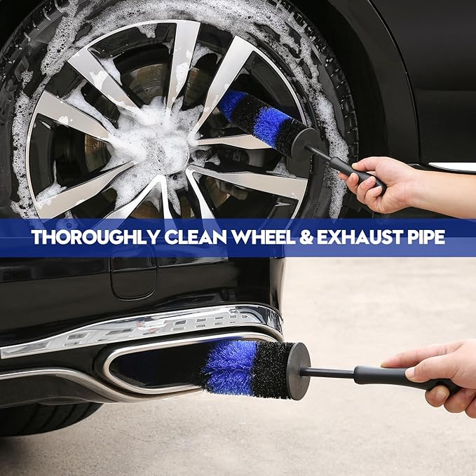 34Pcs Car Detailing Kit, Car Detailing Brush Set, Car Wash Cleaning Kit, Car Detailing Brushes, Professional Car Care Kit for Interior Exterior Wheels, Blue