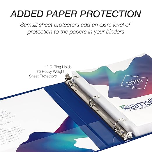 Samsill Durable 1 inch 3 Ring Binder, Made in USA, D Ring Binder, FSC 100% Recycled Chipboard, Fashion Assortment, 12 Pack