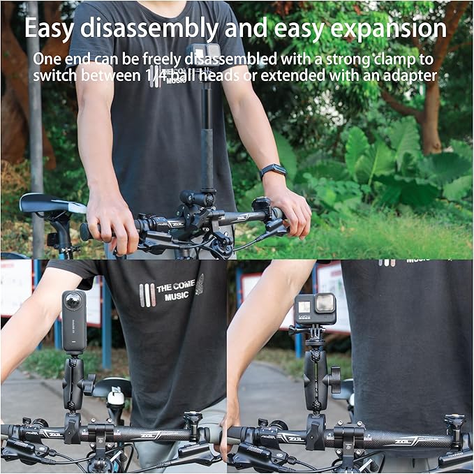 Double Clamp Camera Mount - Universal Bracket for Golf Carts, Umbrella Clamp, Desktop, Strollers, Wagons, Photo Studio, and More, Magic Arm Double Ball Head Adapter