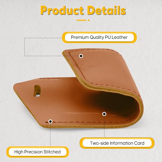 Travelambo 12 Pack Luggage Tags for Suitcases Privacy Protection Bag Tags Faux Leather Travel Accessories Essential, Yellowish Brown