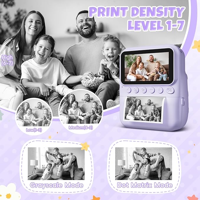 Kids Camera Instant Print, 3.0'' Screen 48MP Photo Instant Camera for Kids with 32GB Card, 1080P HD Digital Child Printable Camera, Gift for 3-12 Year Old Girls Boys (Purple)
