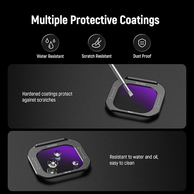 NEEWER ND32 Phone Lens Filter, Quick Release Multicoated HD Optical Glass Neutral Density ND Filter Compatible with iPhone 16 Pro (PA073) iPhone 16 Pro Max (PA074) Phone Cage, FL-I3