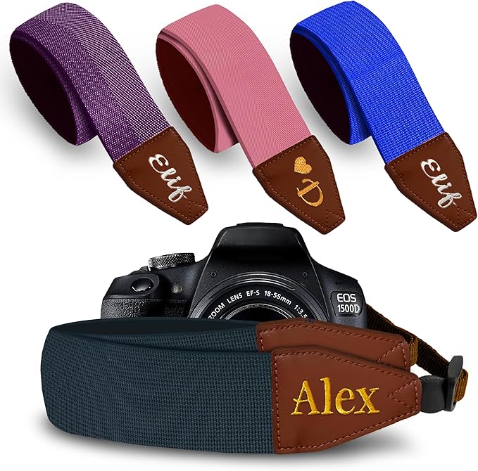 Art Tribute Camera Strap for All DSLR and Mirrorless Cameras. Add Your Name Or Initials Make It a Personalized Gift