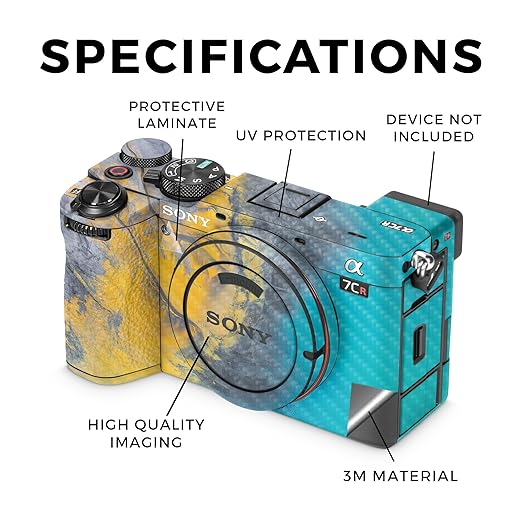 Carbon Fiber Camera Skin Compatible with Sony Alpha 7CR Camera (2023) - Yellow Spill - Premium 3M Vinyl Protective Wrap Decal Cover - Easy to Apply | Crafted in The USA by MightySkins