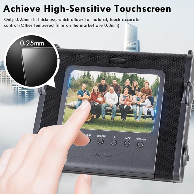 Rieibi [3+3Pack Screen Protector for Fujifilm Instax wide evo Instant Camera LCD + Lens PET Flim, 0.25mm 9H Hardness Tempered Glass Film for instax wide evo