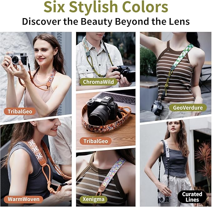 JJC Camera Neck Strap with Quick Release, 47-63" Adjustable Shoulder Sling Strap for Canon EOS R100 R50V R50 R6 Sony A7 V A7 IV A7R V A7C II Fujifilm X half X-E5 X-M5 X-T50 X-T30 III II - WarmWoven