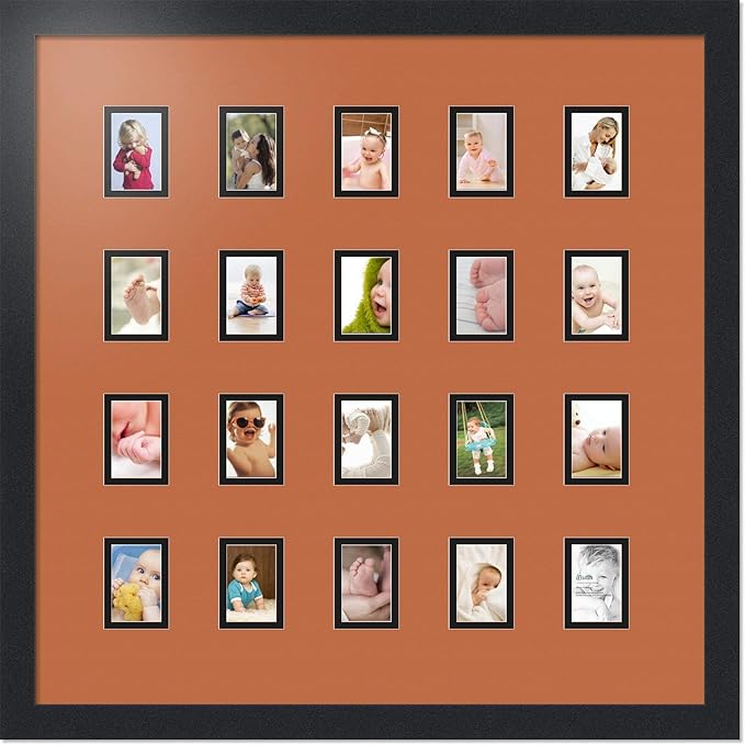 Art to Frames Double-Multimat-398-693/89-FRBW26079 Collage Photo Frame Double Mat with 20-2x3 Openings and Satin Black Frame