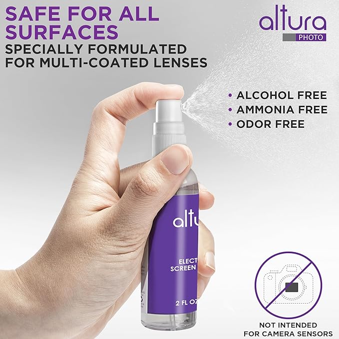 Altura Photo Camera Cleaning Kit - Camera Accessories Electronics Bundle - Lens Cleaner Spray, Brush, Pen, Cloths, Wipes, Air Blower - DSLR Photography Accessories Lens Cleaning Kit Photographer Gifts