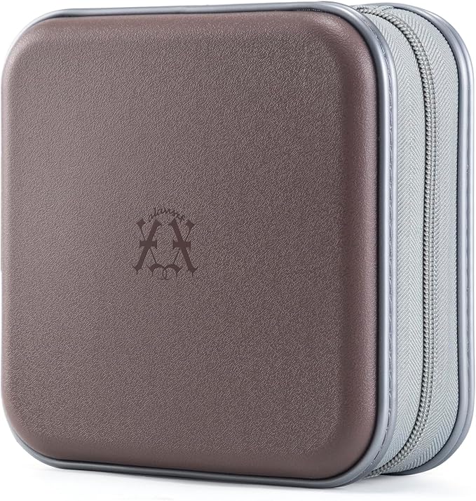 alavisxf xx 48 Capacity Hard Plastic DVD Case Portable Zipper CD Case Holder Large Storage Disc Wallet Bag for Car Home Travel (Coffee)