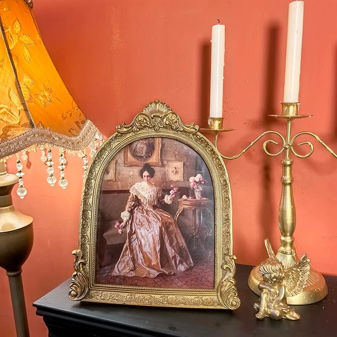 Vintage Picture Frames 8x10 Ornate Bronze Antique Picture Frames for Wall and Tabletop Vintage Photo Frame Victorian Home Decor Gallery Wall Decor in Arch Shape