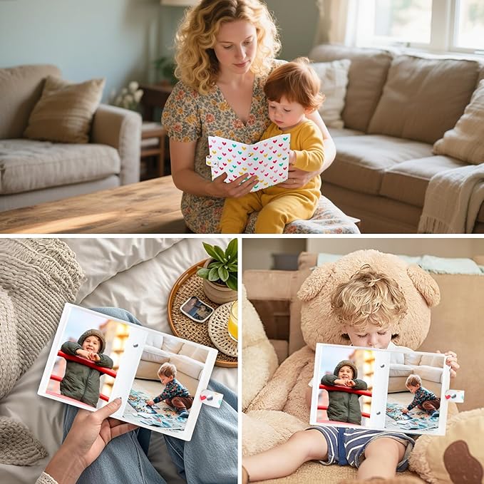 2 Pack Small Photo Album 5x7 Holds 52 Pictures Leather Cover 5 x 7 Album Mini Picture Book Acid Free Inner Pages Portable Albums Book for Wedding Family Boys Girls Art Work(White)