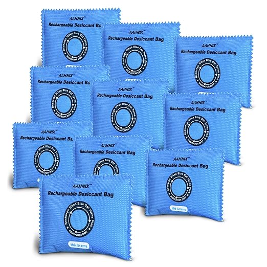 Car Dehumidifier, Indicating Silica Gel Desiccant Packets, 100g×10PCS Rechargeable Desiccant Packs for Cars Closets Drawers Luggage and Small Spaces
