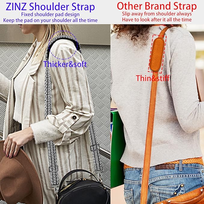 ZINZ Shoulder Strap 58" Ultra-Thick Fixed Padded and Adjustable Buckles Crossbody Strap for Briefcase Laptop Bag Luggage
