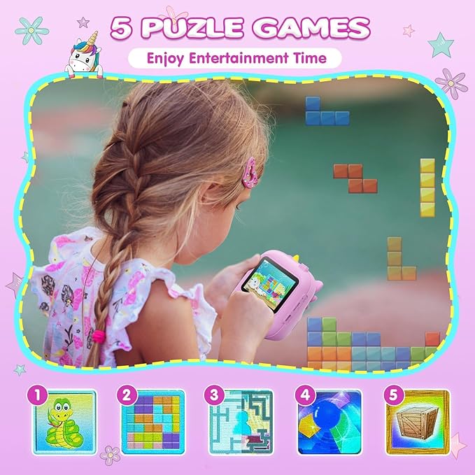Kids Camera Instant Print, 12MP & 1080P Instant Camera for Kids with 32G Card & Print Paper, Selfie Digital Video for Toddler,Christmas Birthday Gifts for Girls Boy Age 3-12 (Purple)