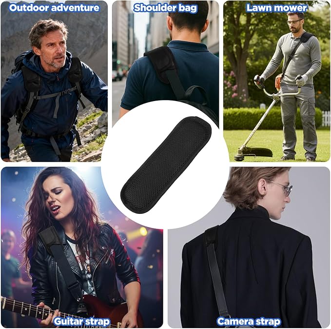 Sibba 2 Pack Black Thick Shoulder Strap Pad, Universal Replacement Backpack Luggage Pad Bags Shoulder Strap Pads Anti-Slip & Breathable Fastener Cushion Pads for Messenger Bags Crossbody Guitar Straps