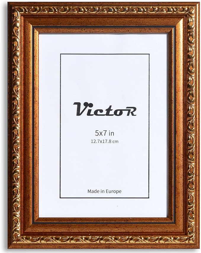 VictoR Picture Frame Chagall 5x7 Picture Frame Brown Gold - Vintage Picture Frames with Shutterproof Acrylic Glass - 5 x 7 Photo Frame - Antique