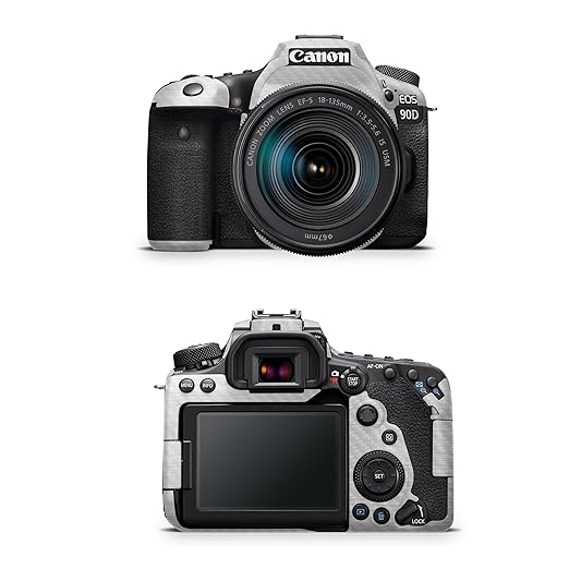 Carbon Fiber Camera Skin Compatible with Canon EOS 90D Camera (2019) - Cold Steel - Premium 3M Vinyl Protective Wrap Decal Cover - Easy to Apply | Crafted in The USA by MightySkins