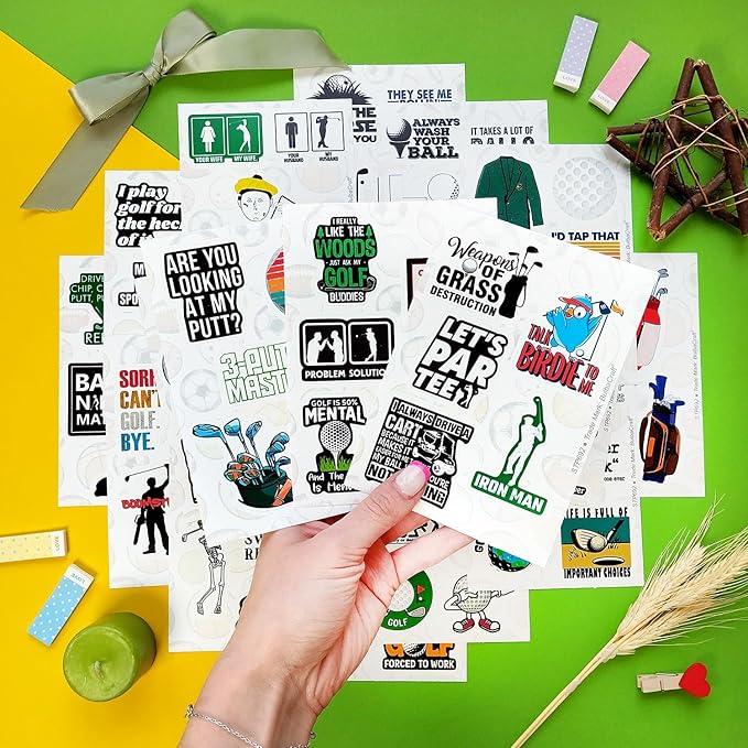 BulbaCraft 100Pcs Funny Golf Stickers, Golf Stickers for Scrapbooking, Golfing Decals, Golfing Decorations for Party, Gifts for Women & Men